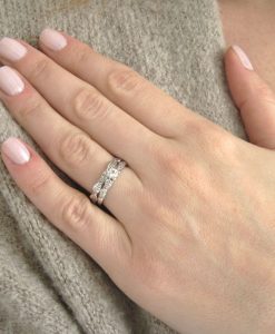Bridel engagement set, Moissanite leaf wedding set - Image 4