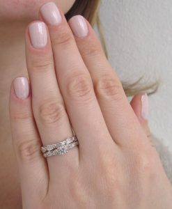 Bridel engagement set, Moissanite leaf wedding set - Image 5