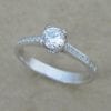 White Gold Cushion Cut Diamond Engagement Ring, Antique Vintage Art Deco Engagement Ring