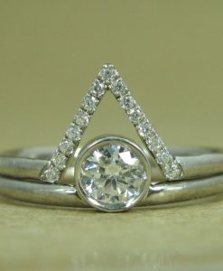 Diamond Engagement Ring Set, Triangle White Gold Engagement Diamond Ring - Image 2