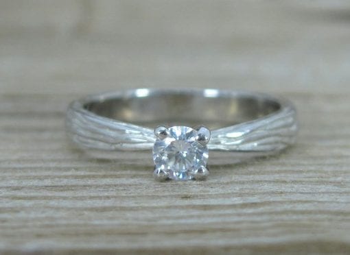 Diamond Engagement Ring, Wood Engagement Ring