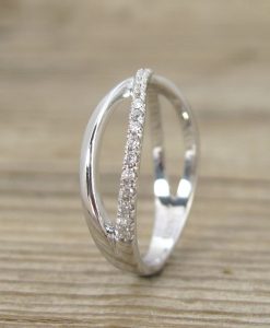 Diamond Infinity Knot Ring, Diamond Engagement Minimalist Infinity Ring - Image 4