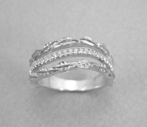 Diamond Leaves Ring, Leaves Engagement Ring