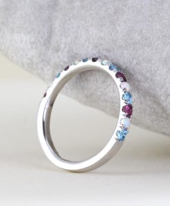 Eternity Multicolor Wedding Band, Gradient Birthstones Eternity Opal Ring - Image 4