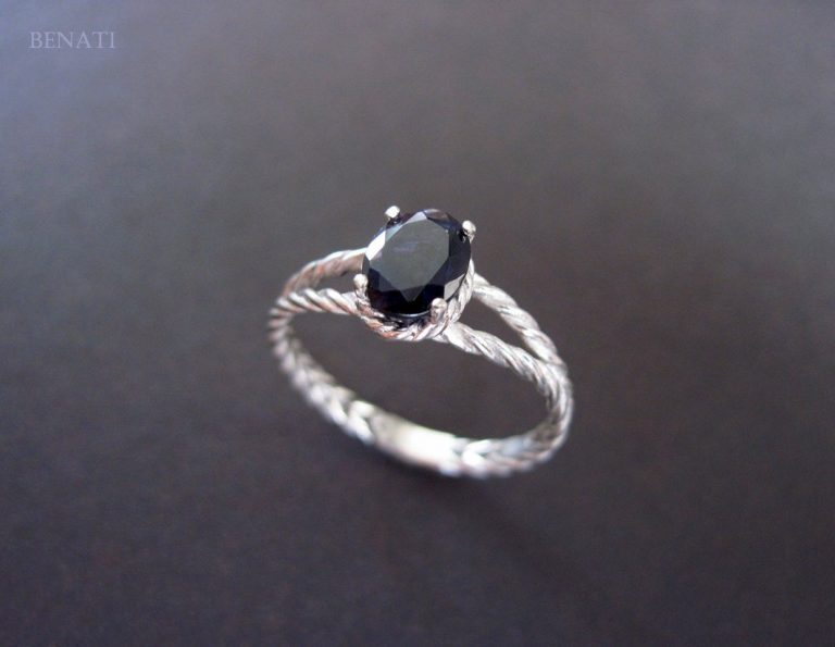 Fancy Braided Rope Ring - Weaved Rope Silver Ring - Oval Violet-Blue ...