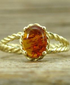 Genuine Amber Ring, Golden Amber Ring - Image 5