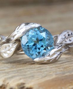 Gold London Blue Topaz Ring, Gemstone Ring - Image 3