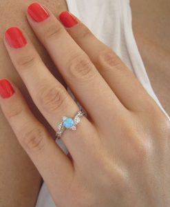 Leaf Engagement Ring, Opal Leaves Ring - Image 2