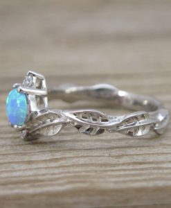 Leaf Engagement Ring, Opal Leaves Ring - Image 4