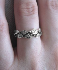 Leaf Ring, Leaf Wedding Band - Image 3