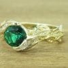 Leaves Engagement Ring, Emerald Engagement Ring