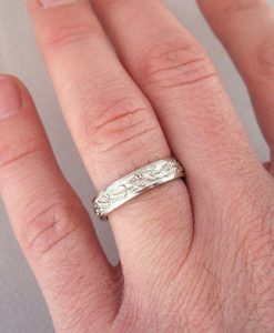 Mens Wedding Band, Unique Rustic Wedding Band - Image 9