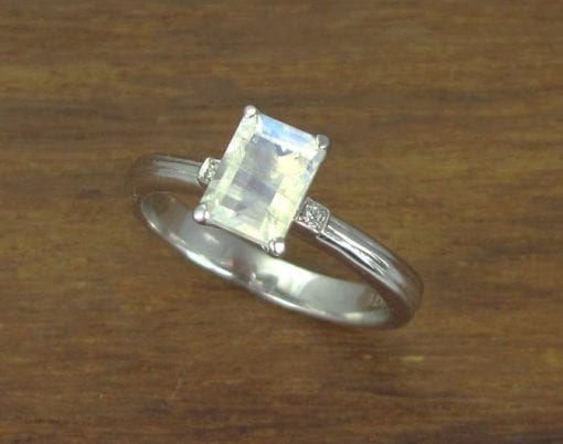 Moonstone Engagement Ring, 18k Rainbow Moonstone ring