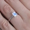 Platinum Moonstone Engagement Ring, Round Moonstone Platinum Ring