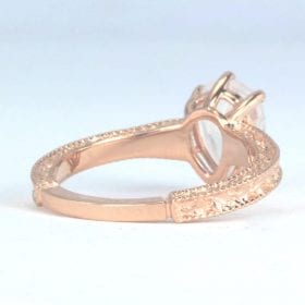 Moonstone Engagement Ring, Rose Gold Rainbow Moonstone Vintage Ring Birthstone Pear Ring Alternative Boho Antique Teardrop Moonstone Leaves