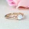 Moonstone Engagement Ring Vintage Rose Gold Antique Ring Rainbow Moonstone Ring Promise Anniversary Gift For Christmas