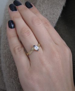 Moonstone Leaf Engagement Ring, Leaf Engagement Ring - Image 2