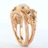 Moonstone nature inspired ring, rose gold leaves engagement ring