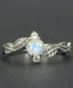 Moonstone Ring, Nature Silver Ring - Image 7