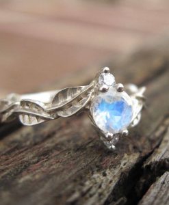 Moonstone Ring, Nature Silver Ring - Image 6