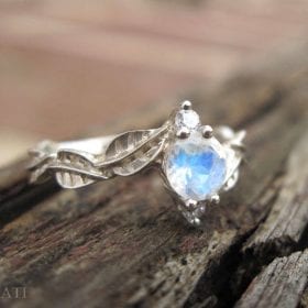 Moonstone Ring, Nature Silver Ring