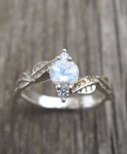 Moonstone Ring, Nature Silver Ring - Image 9