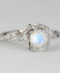 Moonstone Ring, Rainbow Moonstone Nature Ring - Image 2