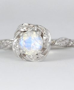 Moonstone Ring, Rainbow Moonstone Nature Ring - Image 4