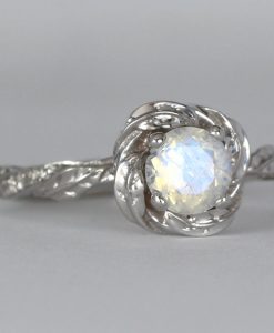 Moonstone Ring, Rainbow Moonstone Nature Ring - Image 5