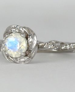 Moonstone Ring, Rainbow Moonstone Nature Ring - Image 6