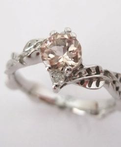 Morganite Leaf Ring, Leaves Morganite Engagement Ring