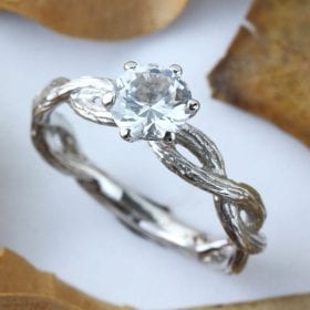 Nature engagement ring, Branch White Sapphire