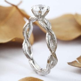 Nature engagement ring, Branch White Sapphire