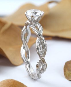 Nature Engagement Ring, Infinity Branch White Sapphire Gem - Image 6