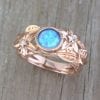 Fire Natural Opal Leaf Ring, Opal promise Leaves Ring