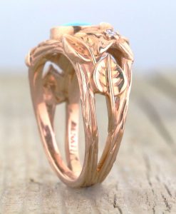 Nature Inspired Ring, Rose Gold Leaf Engagement Ring - Image 3