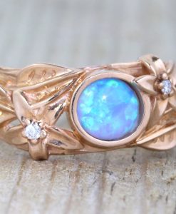 Nature Inspired Ring, Rose Gold Leaf Engagement Ring - Image 4