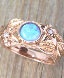 Nature Inspired Ring, Rose Gold Leaf Engagement Ring - Image 6