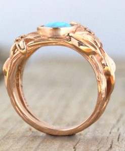 Nature Inspired Ring, Rose Gold Leaf Engagement Ring - Image 7