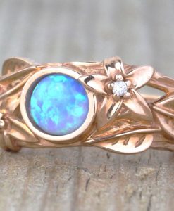Nature Inspired Ring, Rose Gold Leaf Engagement Ring - Image 8