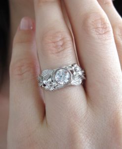 Nature Inspired Ring, Rose Gold Leaf Engagement Ring - Image 2