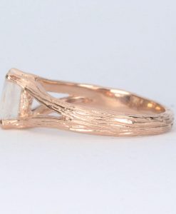 Nature Moonstone Engagement Ring, Rose gold Twig Rainbow Moonstone Ring - Image 3