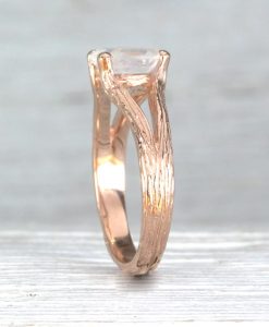 Nature Moonstone Engagement Ring, Rose gold Twig Rainbow Moonstone Ring - Image 4