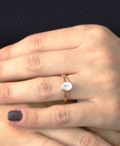 Nature Moonstone Engagement Ring, Rose gold Twig Rainbow Moonstone Ring - Image 7