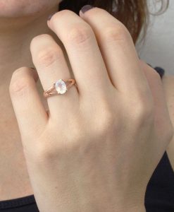 Nature Moonstone Engagement Ring, Rose gold Twig Rainbow Moonstone Ring - Image 10