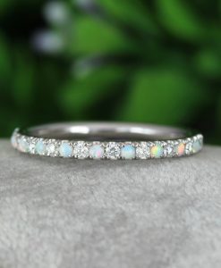 Opal and Moissanite Eternity Band, Eternity 2 mm Band - Image 4