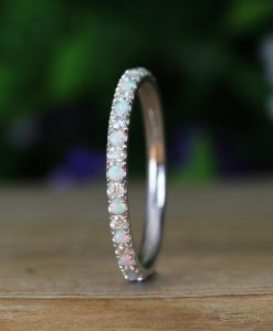 Opal and Moissanite Eternity Band, Eternity 2 mm Band - Image 5