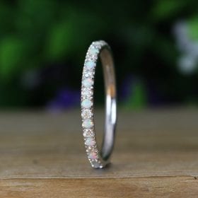 Opal and Moissanite Eternity Band, Eternity 2 mm Band