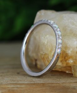 Opal and Moissanite Eternity Band, Eternity 2 mm Band - Image 6