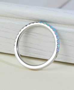 Opal Diamonds Eternity Band, Rose Gold Opal Ring - Image 4
